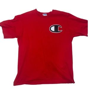 Vintage Champion Red Short Sleeve Crew Neck Shirt